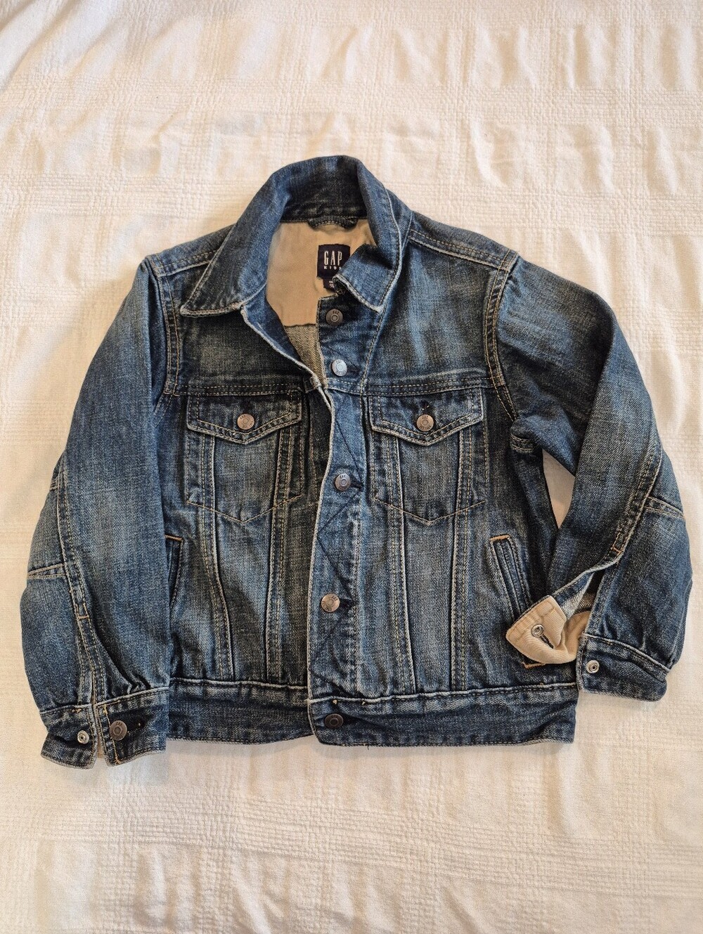 Gap boys Small or 6/7 denim jacket snap closure waist adjustable VGUC